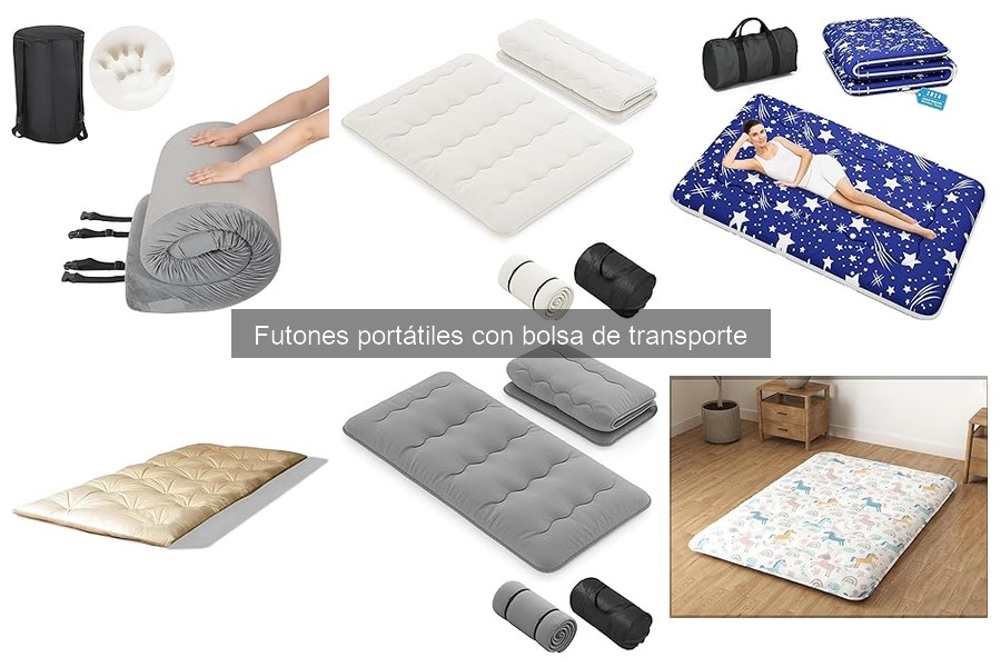 ¿Qué es un futón portátil con bolsa de transporte?